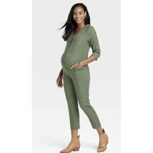The Nines by Hatch Size Small Green Floral Maternity Jumpsuit